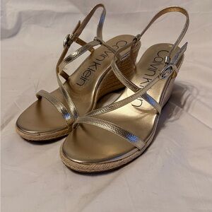 Calvin Klein Metallic Gold Wedge Sandals